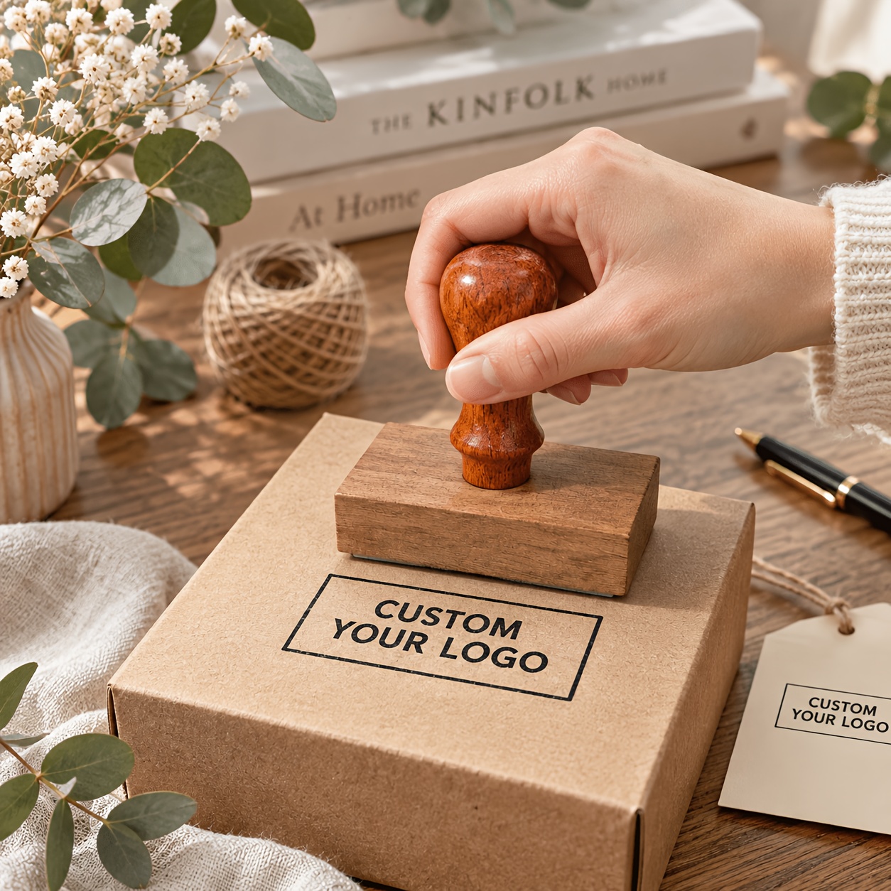 Custom Wooden Stamp with Rectangular Size for Logos